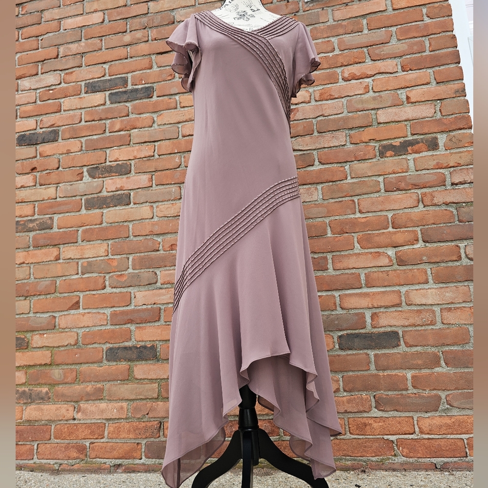 VTG Adrianna Papell Asymmetrical Chiffon Cocktail Dress – Size 8